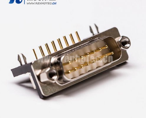 弯脚公头DB15插座车针型接插件穿孔接PCB板