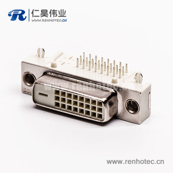 30 dvi接口母头弯角插板带鱼叉24+1接PCB板