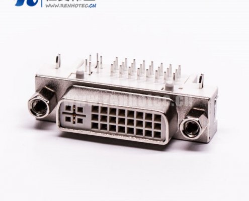 dvi24+5接插件母头弯角带螺母插板带鱼叉
