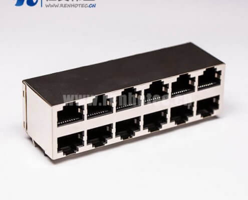 双排rj45接口12口母头2*6 带屏蔽不带灯