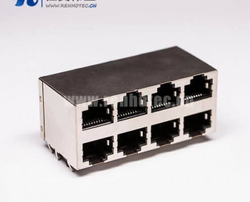 rj45接口8口双排母头2*4 RJ45带屏蔽不带灯