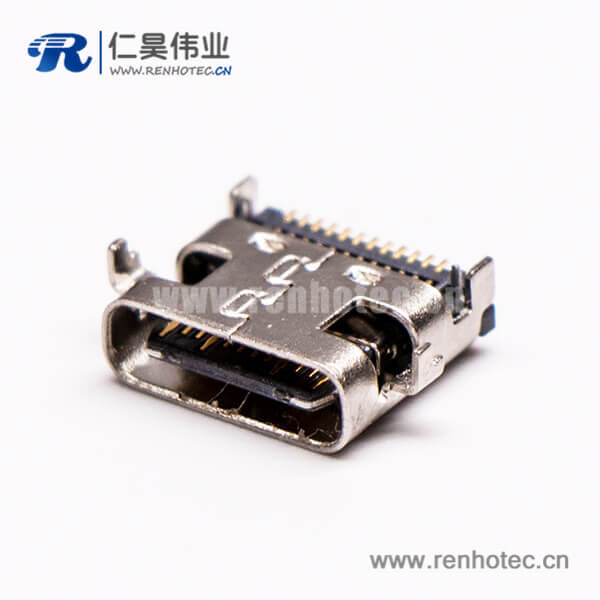 usb type c母头弯式SMT接PCB板接插件