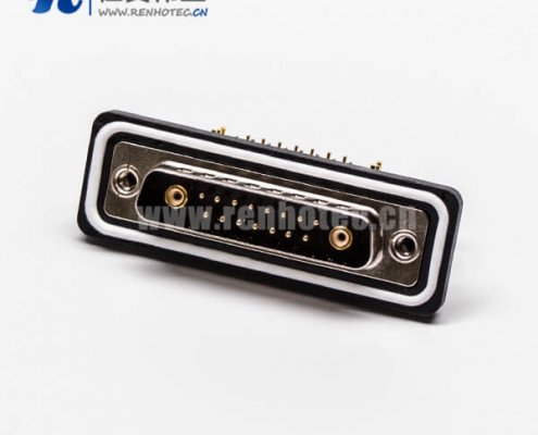 d-sub防水接插件17w2公头弯式车针同轴接插件接PCB板