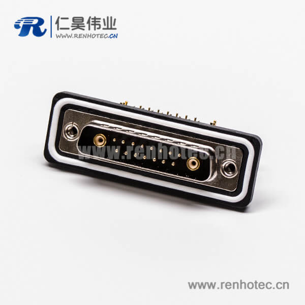 5 d-sub防水接插件17w2公头弯式车针同轴接插件接PCB板