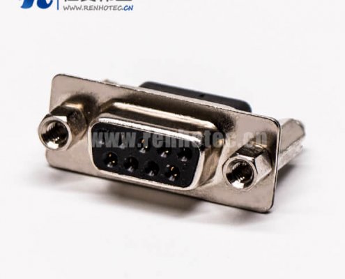 d-sub接插件9针母头铆锁螺母直式插孔接PCB板
