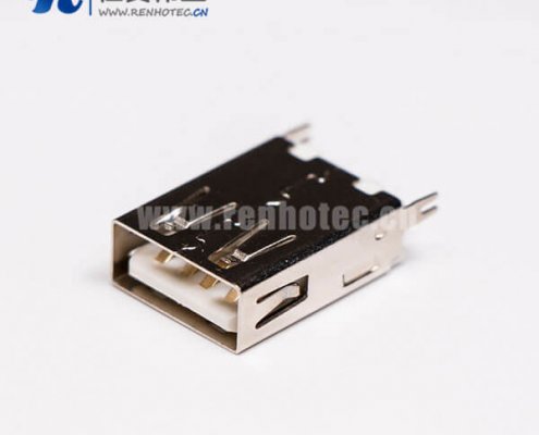 USB2.0插座直式母头卡板式接插件