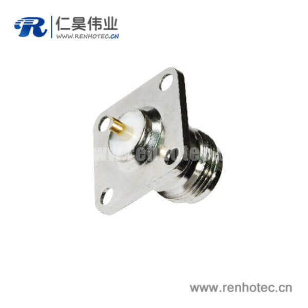 n头母头射频同轴接插件直式法兰盘4孔面板安装