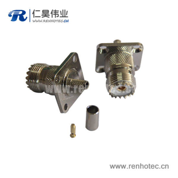 DOSIN-836-0005 法兰盘uhf接插件直式母头射频同轴线缆4孔方形
