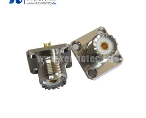 uhf母头rf射频同轴接插件法兰盘4孔方形座