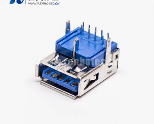 usb3.0 接口type a母座90度插pcb板三脚定位