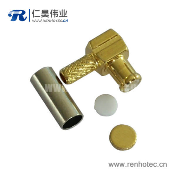 RHT-617-0008 压接式公头mcx射频同轴接插件接rf连接线RG316弯头