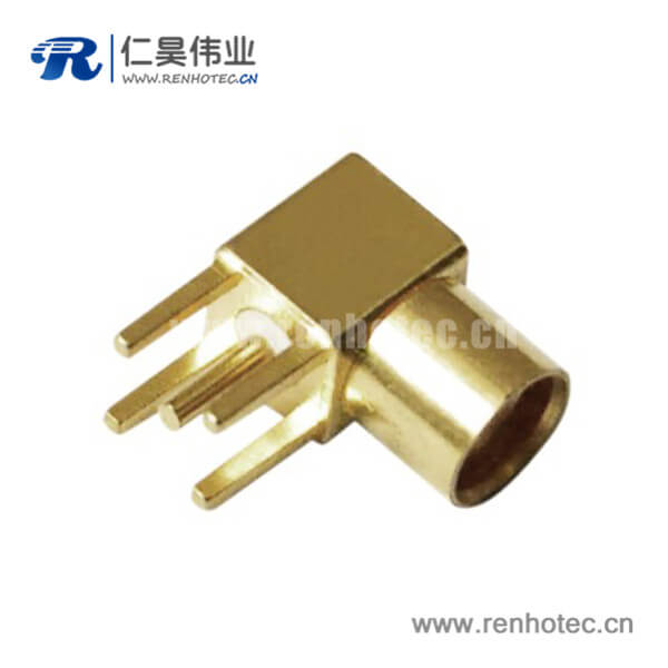 RHT-617-0010 弯式镀金母头mcx面板安装射频接头