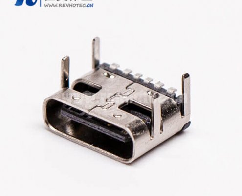 type c母头弯式贴板插板单排USB3.0接插件