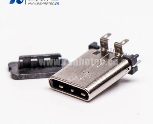 直立式公头type-c穿孔插拔接PCB板