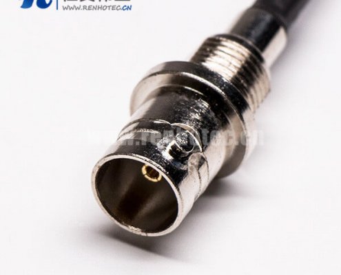 18-2 同轴线BNC母头板后安装穿墙式压接