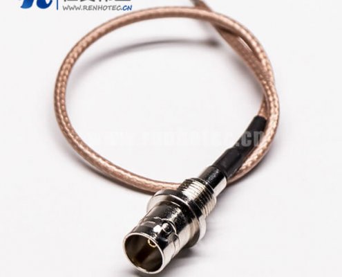 18 同轴线BNC母头板后安装穿墙式压接