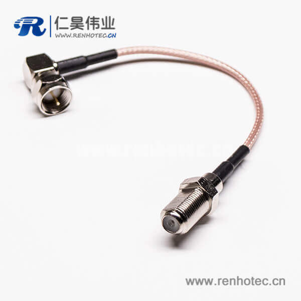 2 Type F同轴线90度直角公头转180度母头接RG179线