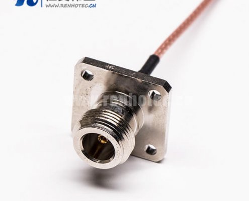 20-2 N型母头接插件直式4孔法兰转弯式MMCX公头同轴线缆