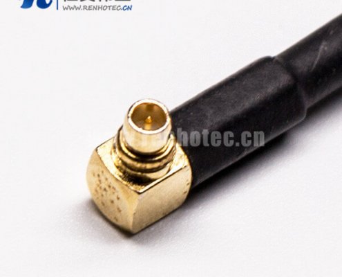 21-3 MMCX公转SMA接头母弯式90度2孔法兰组装线材压接