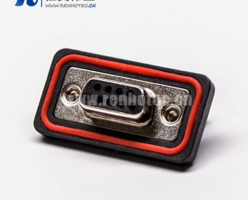 23 db9防水插座弯式黑色胶芯车针插孔接pcb板