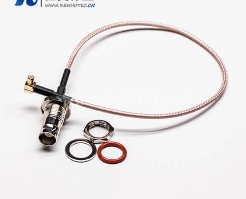 同轴线BNC头穿墙母头转MCX弯式公头接RG316线