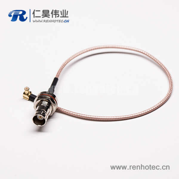 3 同轴线BNC头穿墙母头转MCX弯式公头接RG316线