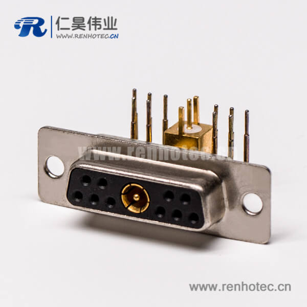 大电流db接插件射频弯式11W1焊板插孔接PCB板母座