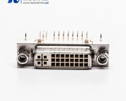 接插件dvi24+5弯头带螺母插板母头带鱼叉