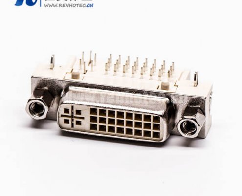 接插件dvi24+5弯头带螺母插板母头带鱼叉