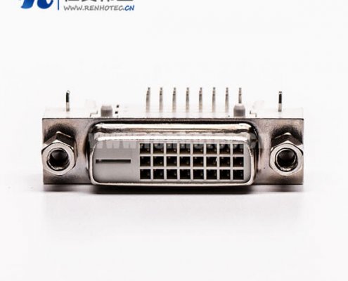 dvi接口24+5弯角母头插板带鱼叉白色胶芯