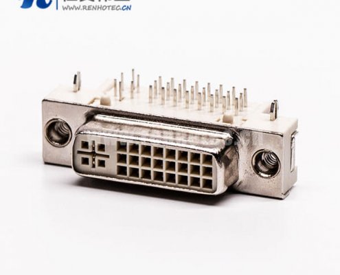 dvi接口24+5弯角母头插板带鱼叉白色胶芯