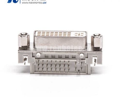 dvi螺母母头24+5弯式带螺母插板带鱼叉接pcb板