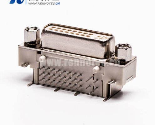 dvi接口显示器24+5母头弯式带螺母插板白色胶芯