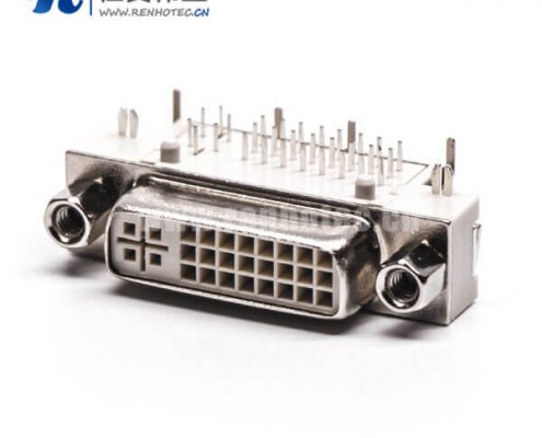 dvi接口显示器24+5母头弯式带螺母插板白色胶芯