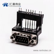 D-Sub 9P公头弯式高架无卤黑胶接PCB板接插件