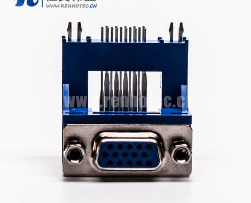 d-sub hd接口弯式母头高架带框单加强筋接pcb板