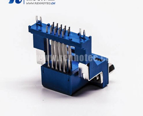 d sub接插件15针母头弯式高架带点双加强筋铆锁蓝色胶芯