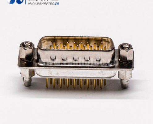 db26公头高密度接插件直式铆锁结构穿孔接PCB板