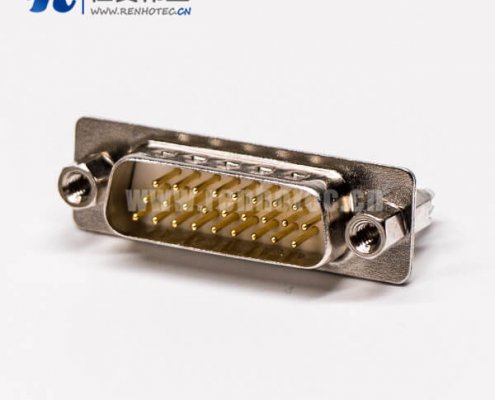 db26公头高密度接插件直式铆锁结构穿孔接PCB板