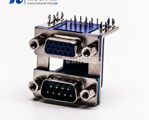 db接插件弯头双胞胎9公针15母针9.89铆锁接PCB板