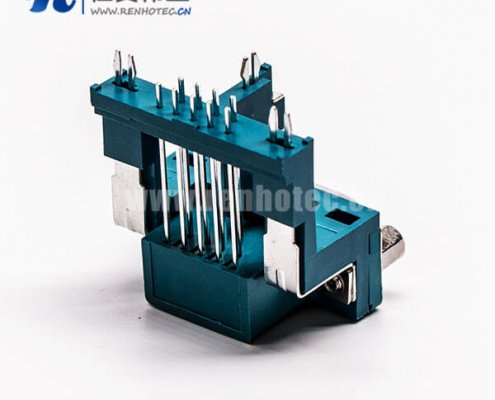 D-SUB接插件封装公座9针弯式三脚架铆锁绿胶