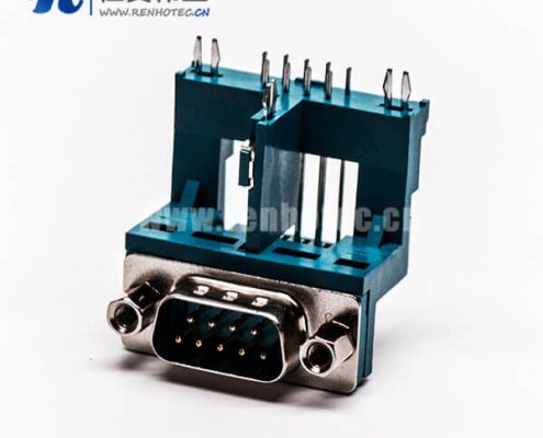 D-SUB接插件封装公座9针弯式三脚架铆锁绿胶