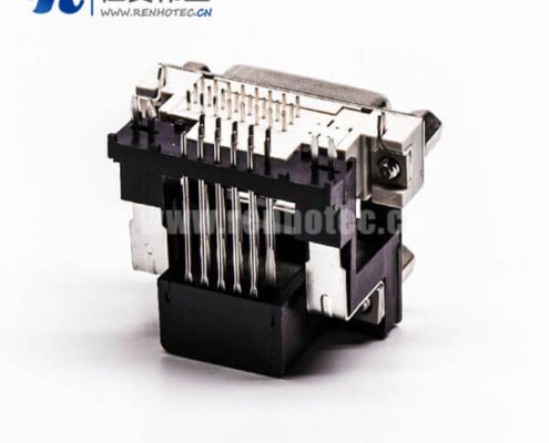dvi与d sub双端口母头弯头弹片控孔5.48mm