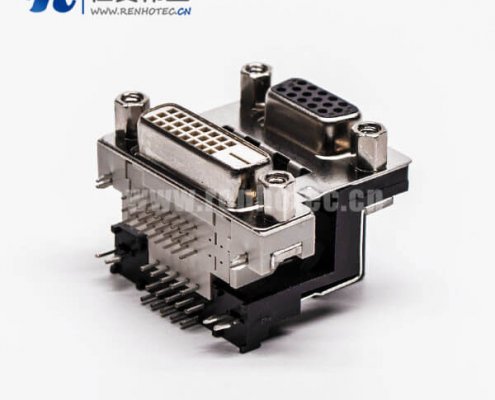 dvi与d sub双端口母头弯头弹片控孔5.48mm