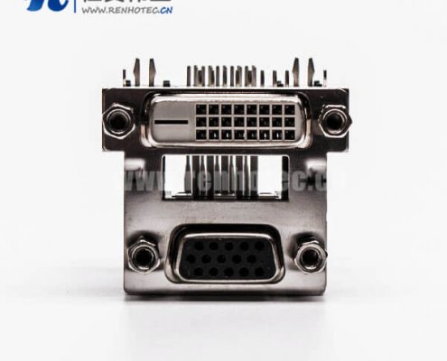dvi与d sub双端口母头弯头弹片控孔5.48mm