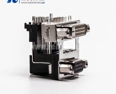 dvi与d sub双端口母头弯头弹片控孔5.48mm