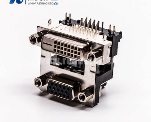 dvi与d sub双端口母头弯头弹片控孔5.48mm