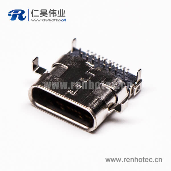 usb3.1type c母座弯头90度沉板式插板smt