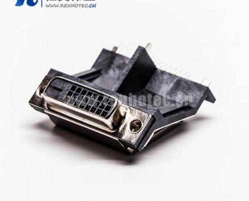 显示器接口dvi母头架高居中塑料支架平口带鱼叉接PCB板