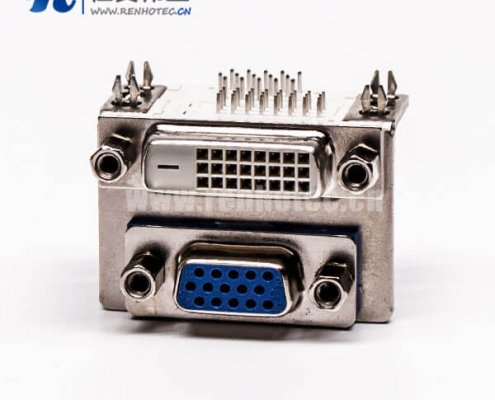 显示器DVI和D-SUB双胞胎24+1对HDR15母头弯角接PCB板